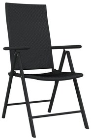 Set da pranzo per giardino 9 pz con cuscini nero