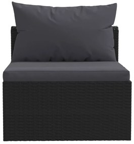 Set Divani da Giardino 7 pz con Cuscini in Polyrattan Nero