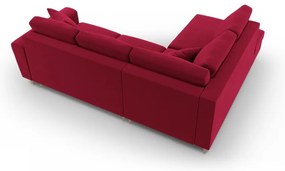 Divano angolare rosso allungabile e con contenitore (con penisola a sinistra/a L) con rivestimento in velluto Kyoto – Cosmopolitan Design
