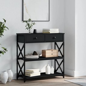 Tavolino Consolle Nero 75x28x75 Cm İn Legno Multistrato /
