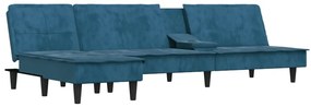 Divano letto a l blu 255x140x70 cm in velluto