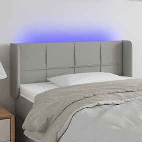 Testiera Grigio Chiaro A Led 103x16x78/88 Cm İn Tessuto /