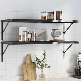 Mensole A Muro 2 Pz 100x40x3 Cm Nero İn Acciaio Inossidabile /
