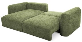 Divano angolare verde allungabile/con contenitore (con penisola a sinistra/con chaise lounge) con rivestimento in ciniglia Mele – Makamii
