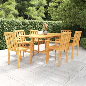 Set Da Pranzo Da Giardino 7 Pz İn Legno Massello Di Teak /