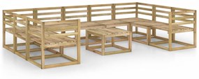 Set Divani da Giardino 10 pz in Legno di Pino Impregnato Verde