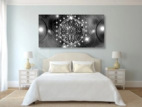 Stampa su tela – Mandala affascinante in bianco e nero