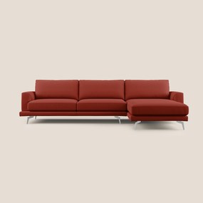 Dorian divano moderno angolare con penisola in tessuto morbido antimacchia T05 collezione Autunno rosso 288 cm Destro