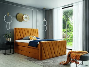 Letto matrimoniale boxspring Dusseldorf - 160 x 200 cm , Tessuto arancio