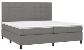 Letto a molle materasso e led grigio scuro 200x200cm in tessuto