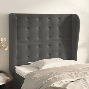 Testiera Ad Orecchio Grigio Scuro 93x23x118/128 Cm İn Velluto /