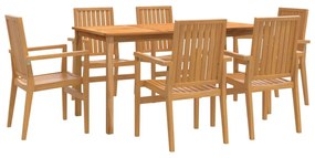 Set da pranzo da giardino 7 pz in legno massello di teak