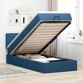 Pouf Letto Con Materasso E Led Blu 90x200 Cm İn Tessuto /