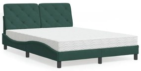 Letto Con Materasso Verde Scuro 140x190 Cm İn Velluto /