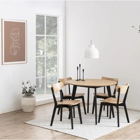 Sedia da pranzo in rovere decorato in nero e naturale Roxby - Actona