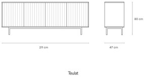 Cassettiera bassa grigia 211x80 cm Sierra - Teulat