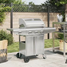 Griglia Barbecue A Gas Con 4 Bruciatori Argento İn Acciaio /