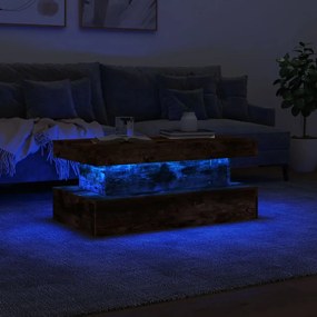 Tavolino da soggiorno con luci led rovere fumo 90x50x40 cm