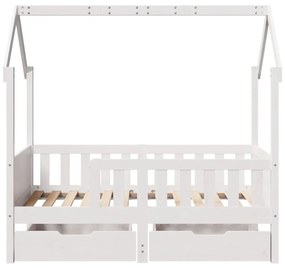 Giroletto bambini con cassetti 70x140 cm legno massello di pino