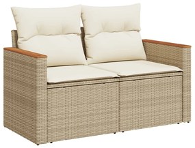 Set divano da giardino 3 pz con cuscini beige in polyrattan