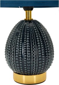 Lampada da tavolo blu in ceramica con paralume in tessuto (altezza totale 30,5 cm) Flavi – Mauro Ferretti