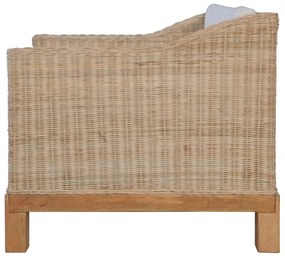 Set di divani 3 pz con cuscini in rattan naturale