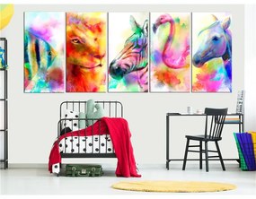 Quadro Rainbow Watercolours (5 Parts) Narrow  Colore colorful, Dimensioni e Misure 225x90