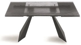Tavolo allungabile 240 cm WATERS base in metallo Nero e piano in vetro Fumč