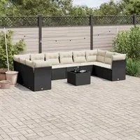 Set Divani da Giardino 11 pz con Cuscini in Polyrattan Nero 3218206