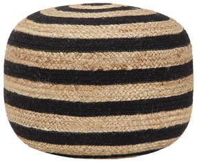 Pouf Lavorato A Mano Nero 45x30 Cm İn Juta /