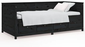 Dormeuse Nera 100x200 cm in Legno Massello di Pino