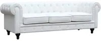 Divano fisso Chesterfield Aliza - 208 x 82 x 70 cm - 3 posti- Bianco