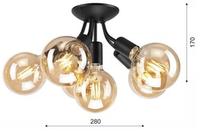 Plafoniera senza paralume nera Viggo – LAMKUR