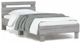 Giroletto Con Testiera E Led Grigio Sonoma 90x200 Cm /