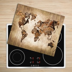 Tagliere in vetro World Map Wood 60x52 cm