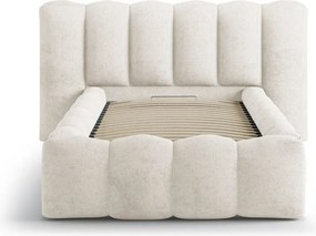 Letto singolo imbottito beige con contenitore con rete inclusa 90x200 cm Lupine – Micadoni