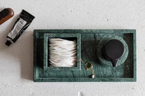 Organizer da bagno verde scuro in marmo per dischetti di cotone Marble – Mette Ditmer Denmark