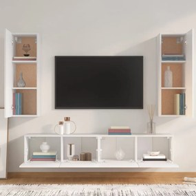 Set di mobili porta tv 4 pz bianco in legno multistrato