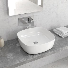 New Line Quadro ciotola Lavabo 41x41 Da Appoggio In Porcellana Bianco