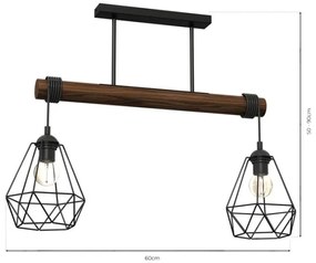 Lampadario a plafone ACERO 2xE27/60W/230V