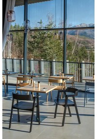 Sedia da pranzo nera in rovere massiccio con braccioli Flip – Gazzda