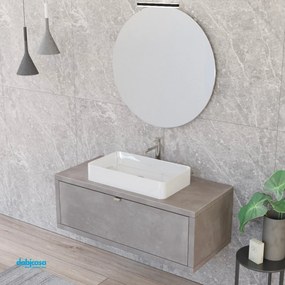 Mobile Bagno Sospeso "Unit Six" Da 110 Cm Composto Da Un Cassetto Finitura Cemento Grigio Caldo