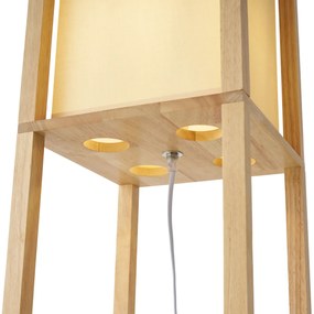 Lampada da terra moderna in legno con paralume beige - Stojan