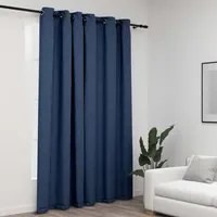 Tenda Oscurante Effetto Lino con Occhielli Blue 290x245cm 321179