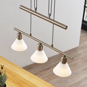 Lindby lampada a sospensione Delira, a 3 luci, nichel, regolabile in altezza