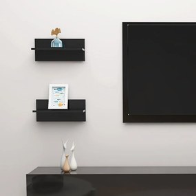 Mensole A Muro 2 Pz Nero Lucido 40x11,5x18 Cm /