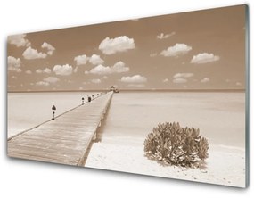 Quadro acrilico Paesaggio del ponte sul mare 100x50 cm