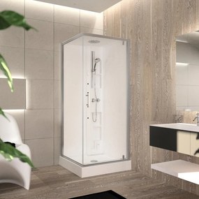 Cabina doccia idromassaggio PERLA 80 x 80 cm con Hammam e miscelatore termostatico silver