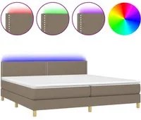 Letto a Molle Materasso e LED tortora 200x200cm in Tessuto 3133665