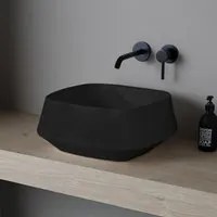 Lavabo da appoggio in ceramica nero opaco quadrato 42 cm Aris